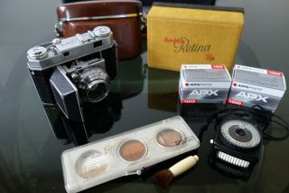 Kodak Retina Iia 35mm W/ Schneider Kreuznach 50mm F/2 Lens Plus Many