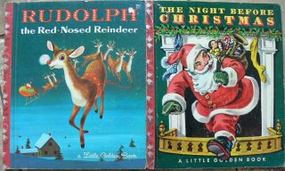 2 Vintage Little Golden Books The Night Before Christmas,  Rudolph The Red - Nosed