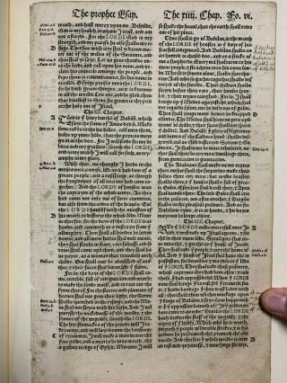1535 Bible Leaf From The Coverdale Bible 1st Edition,  Isaiah 13 - 15 Book Club Ca