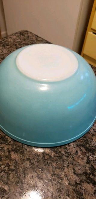 VINTAGE 3 - PIECE Turquoise PYREX MIXING BOWL/ OVEN WARE SET 401 - 402 - 404 4