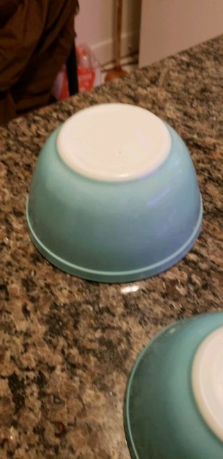 VINTAGE 3 - PIECE Turquoise PYREX MIXING BOWL/ OVEN WARE SET 401 - 402 - 404 5