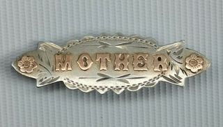 Vintage 1901 Antique Solid Silver & Rose Gold Mother Mourning Sweetheart Brooch