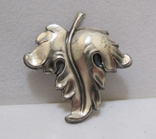 Graceful Vintage Sterling By Jewelart Silver Leaf Brooch Pin