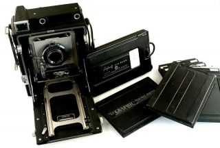 Speed Graphic 4x5 Camera,  135mm/4.  7 Optar Lens,  Case,  Flash,  Many Accessories 8