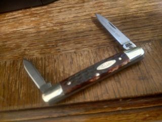 Vintage Case Xx Pocket Knife - Red Bone 06263 - Two Blade - Good Snap - 6 Dots