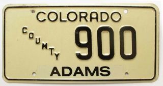 Vintage Colorado 1971 Adams County Government License Plate,  Great Number 900
