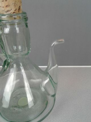 Vintage hand blown green glass cruet pitcher made in Spain of recycled glass 3