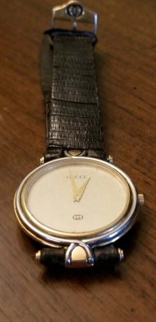 Vintage Gucci 4500m 18k Gold Plated Steel Two Tone Unisex Quartz Watch 32 Mm