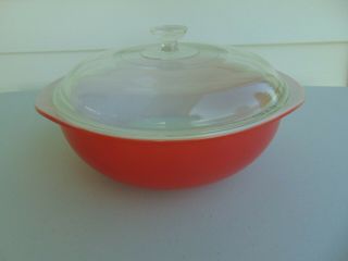 Vtg 2 Qt Flamingo Pink Round Pyrex 024 Casserole Bowl Dish & Glass Knob Lid