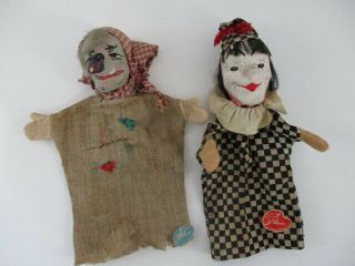Vintage Eri Hand Puppets Switzerland Witch And Jester