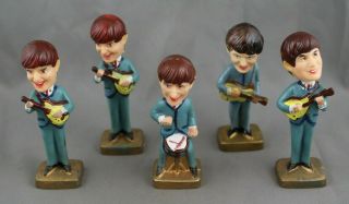 Vintage The Beatles Cake Toppers Nodders Bobble Head Plastic Novelty Figures