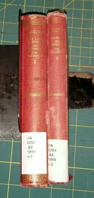 Loeb Classical Library.  " Terence " 1929 John Sargeaunt 2 Of 2 Volumes.