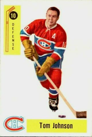1958 - 59 Parkhurst Tom Johnson 10 Nrmt Vintage Hockey Card