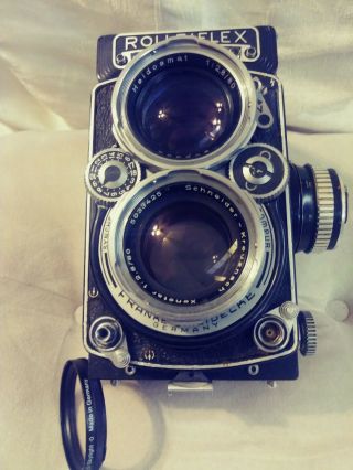 Rolleiflex 2.  8E 80mm f/2.  8 Xenotar Medium Format TLR film camera DBP DBGM 7