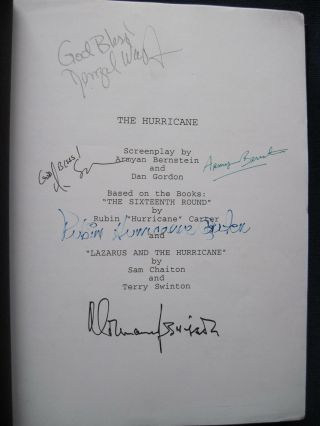 Script For The Hurricane - Signed By Denzel Washington,  Ruben Carter &
