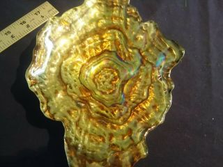 Vintage Murano Style Glass Candy Dish/bowl With Metalic Gold On Back
