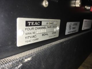 PLEASE READ TEAC A - 3440 4 Channel Stereo 10.  5 Inch REEL TO REEL TAPE RECORDER 9