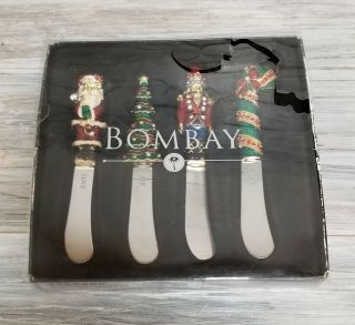Vintage Bombay Set Of 4 Christmas Pate Decorative Holiday Festive Spreaders