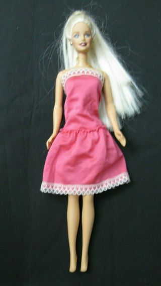 Vintage 1966 Mattel Long Blonde Hair Barbie With Pink Dress
