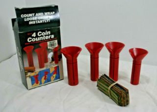 Vintage 1988 Sun Hill Set Of 4 Coin Counters (red) With Ast.  Paper Rollers
