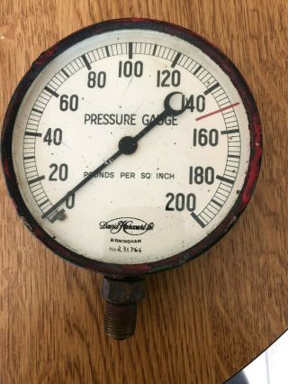 Vintage David Harcourt 0 - 200 Pounds Per Sq Inch Pressure Gauge