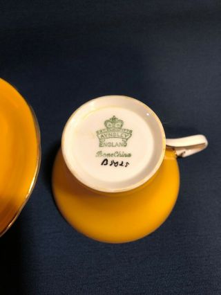 Vintage Aynsley Cup & Saucer Set B5025 Bone China England Yellow Teacup Roses 3