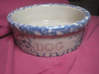 Vintage Stoneware R.  R.  P.  Co.  Roseville Ohio 7 1/2 " X 3 " Dog Bowl
