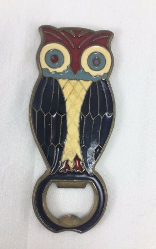 Vintage Owl Smaltotex Aa Bronze,  Enamel Bottle Opener