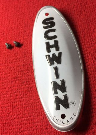 Vintage Schwinn Bicycle Collegiate Front Frame Replacement Emblem With 2 Screws