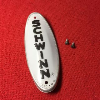Vintage Schwinn Bicycle Collegiate Front Frame Replacement Emblem With 2 Screws 4