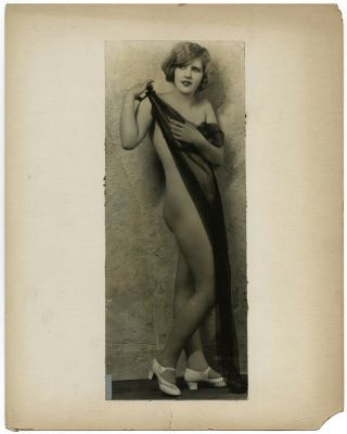 Risqué Draped Nude Flapper Gay Paree Showgirl Vintage 1920s Large Photograph