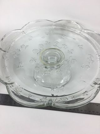 VINTAGE PRESSED GLASS PEDESTAL CAKE STAND WITH DOME COVER 3
