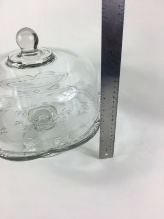 VINTAGE PRESSED GLASS PEDESTAL CAKE STAND WITH DOME COVER 7
