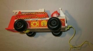 Vintage 1968 Fisher Price Wooden F.  P.  Fire Engine 1 Dinging Bell Pull Toy 720