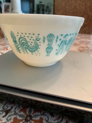 Vintage Pyrex Amish Butterprint 1 1/2 Pint Mixing Bowl Turquoise And White 401