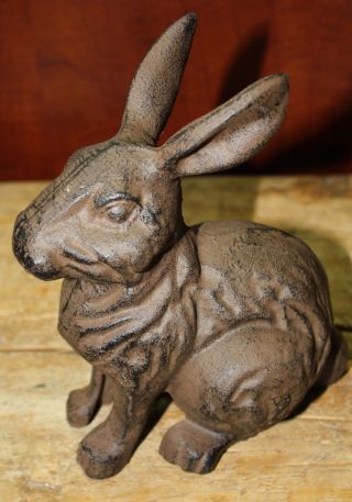 Large Cast Iron Easter Bunny Garden Statue Yard Art Home Ranch Decor Rabbit