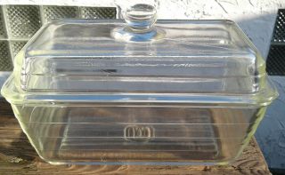 Vintage Clear Glass Westinghouse Ribbed Refrigerator Dish - Loaf Pan W Lid Pyrex