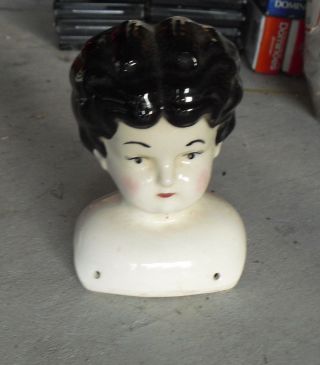 Vintage Ceramic Parisian Girl Doll Head And Shoulders 3 7/8 " Tall