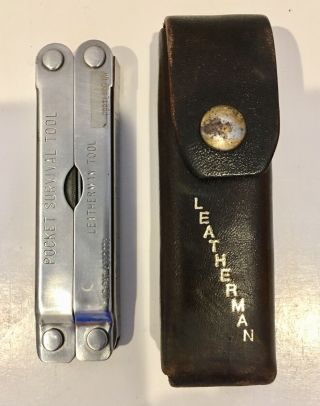 Vintage Leatherman Pocket Survival Tool With Leather Case.