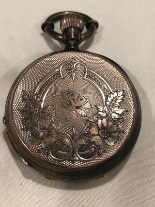 Vintage Louis Jacot Locle No 6060 Sterling Silver Pocket Watch