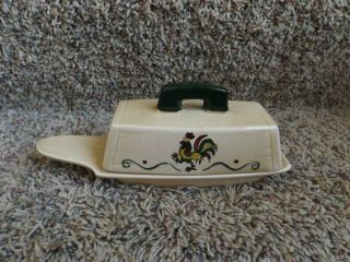 Vintage Metlox Poppytrail Rooster Covered Butter Dish