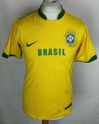 Vintage Brazil Home Football Shirt 08 - 10 Mens Medium Nike Rare - Brasil