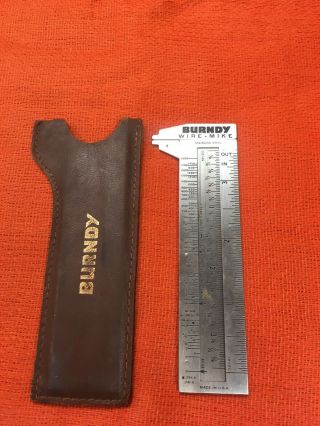 1954 Burndy Wire Mike Pocket Caliper Awg Gauge Tool Sleeve Case Hand Measure Vtg