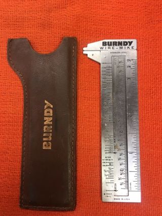 1954 Burndy Wire Mike Pocket Caliper AWG Gauge Tool Sleeve Case Hand Measure Vtg 2