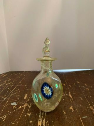 Vintage Italian Murano Art Glass Perfume Bottle Millefiori Design