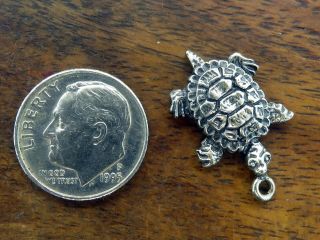 Vintage Sterling Silver Turtle Western Snapper Sea 3d Solid Detailed Charm