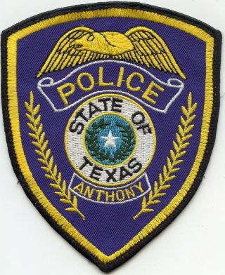 Old Vintage Anthony Texas Tx Police Patch