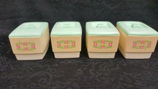Vintage Baby Nursery Vanity Container Set Plastic Childhood/alan Jay Set Of 4