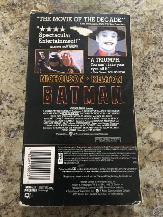 Vintage Batman VHS 1989 Michael Keaton Jack Nicholson Classic 2