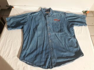Vintage Fsu Florida State Seminoles Noles Denim Button Up Xl Short Sleeve Shirt